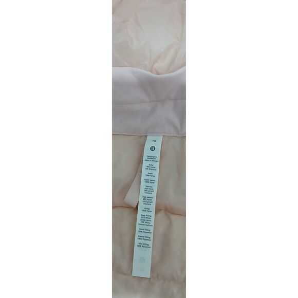 Lululemon women Sz 10 down for it all white goose down lightweight jacket peach - Picture 8 of 9